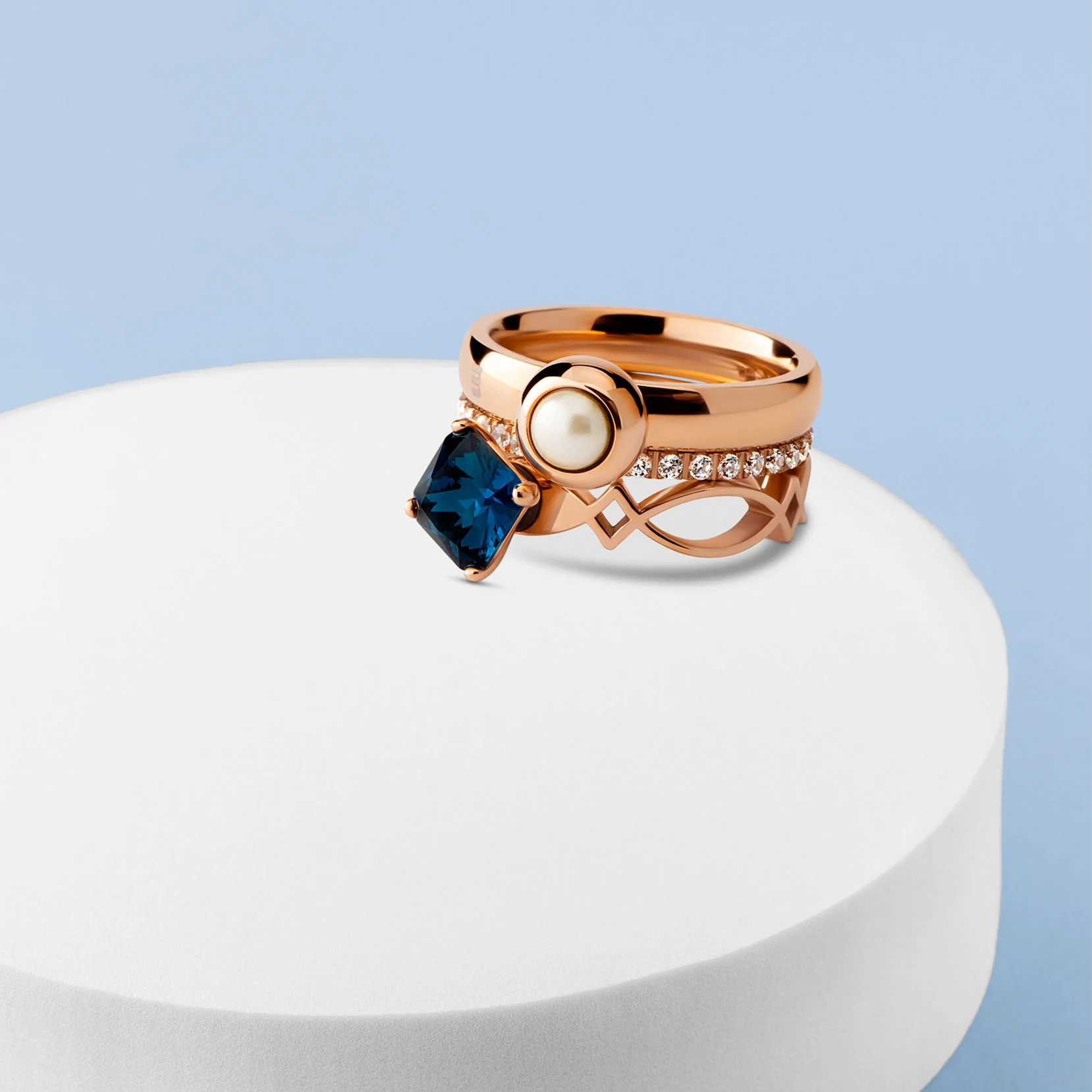 Melano Friends & Twisted Frosted Lake Ringen Set
