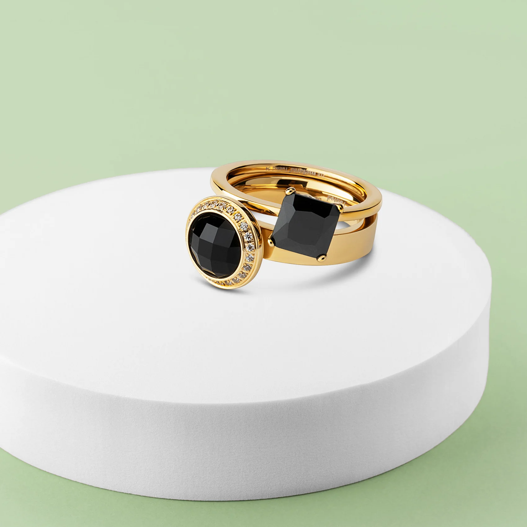 Melano Twisted Black Glitter Ringen Set